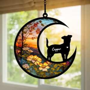 Loss of Pet Sympathy Gift| Pet Memorial Suncatcher| Handmade Custom Name Dog  Decor, Engraved Dog Lovers Gift, Gift for Dog Lovers