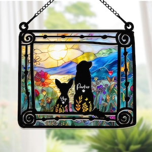 Custom Dog Memorial Suncatcher, Dog Suncatcher With Name And Date, Couple Dog Memorial Suncatcher, Loss of Pet Sympathy Gift, Dog Loss Gift