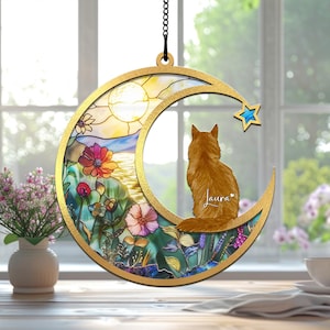 Custom Loss of Pet Sympathy Gift| Pet Memorial Suncatcher| Pet Remembrance Gift| Handmade Custom Name Cat Decor, Cat Memorial Gift, Cat Loss