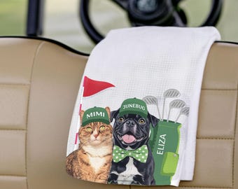 Custom Pet Golf Towel With Pet Photo, Dog Name Golf Towel, Custom Cat Golf Rag, Gifts For Him, Dog Lover Gifts, Golf Lover Gift, Dad gifts
