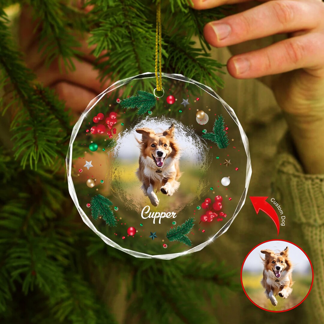 Personalized Pet Memorial Photo Ornament| Christmas Dog Memorial ...