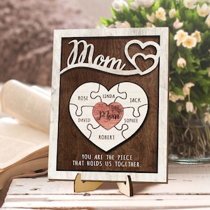 NEW! Custom Mothers Day Puzzle Sign| Mother&#39;s Day Gift,  Grandma&#39;s Gift| Mom You are the Piece that holds us together |  Mom gift