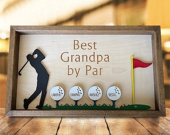 Personalized Golf Sign Plaque Gift For Fathers Day Sign Best Grandpa By Par Plaque Customized 1-8 Names Golf Plaques Home Decor