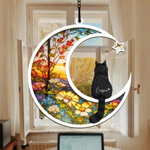 Custom Loss of Pet Sympathy Gift| Pet Memorial Suncatcher| Pet Remembrance Gift| Handmade Custom Name Cat Decor, Cat Memorial Gift, Cat Loss