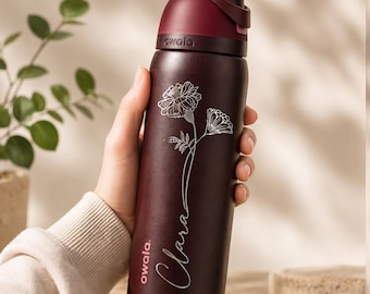 Personalized Birth Flower Owala Tumbler With Name, Bridesmaid Proposal, Gifts for Her, Party Favor, Personalized Birth Flower Tumbler,