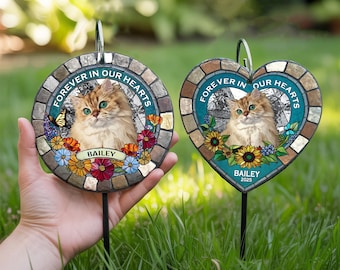 Personalized Pet Memorial Garden Stone with Iron Rod, Pet Garden Stone, Waterproof Pet Cemetery Marker, Garden Sign with Hanging Stake