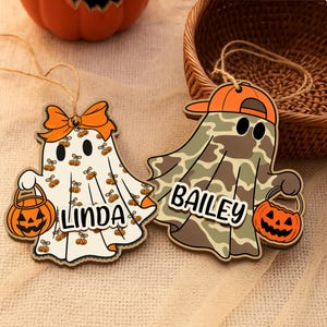 Personalized 3D Ghost Halloween Basket Tag, Boo Basket Name Tag for Kids, Halloween Ornament,  Halloween Basket Decor, Cute Ghost Name Tag