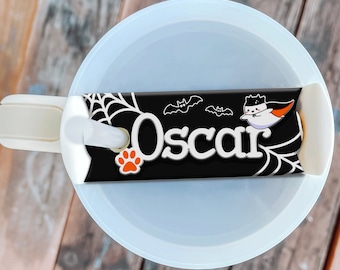 40/30 oz Personalized Tumbler Name Tag| Halloween Tag | Acrylic Personalized Name Tag |  Personalized plate | Halloween Name Tag
