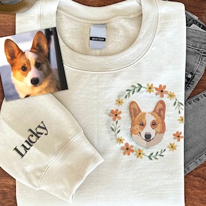Custom Pet Embroidered Sweatshirt| Personalized Pet Face and Pet name Sweatshirt| Embroidered hoodie| Custom gift| Dog Gifts