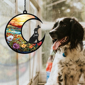 Loss of Pet Sympathy Gift| Pet Memorial Suncatcher| Handmade Custom Name Dog  Decor, Engraved Dog Lovers Gift, Gift for Dog Lovers