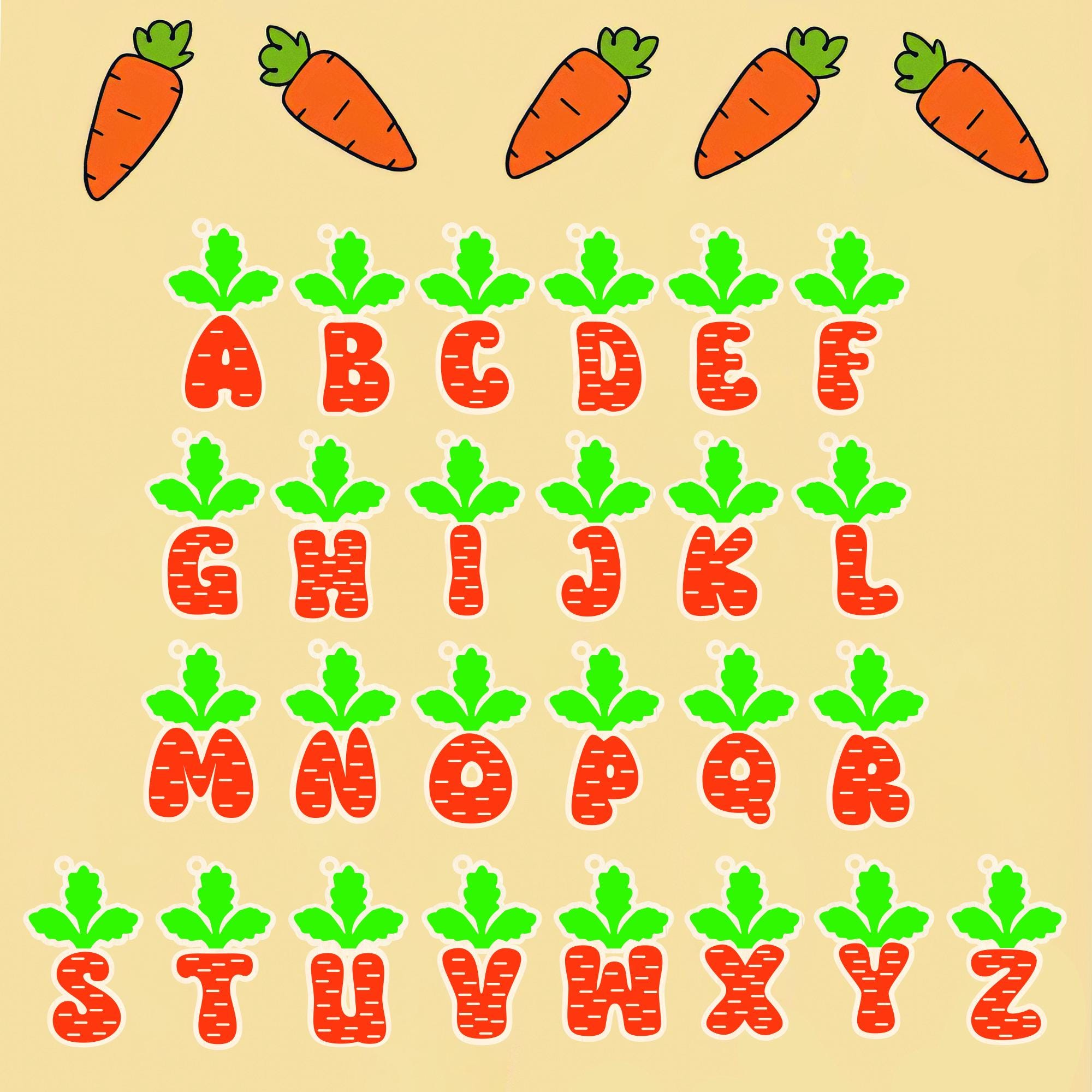 Personalized Carrot Easter Basket Tags, Custom Initial Carrot ornament, Easter Name tags for Grandkids Grandchildren, Custom Carrot Tag