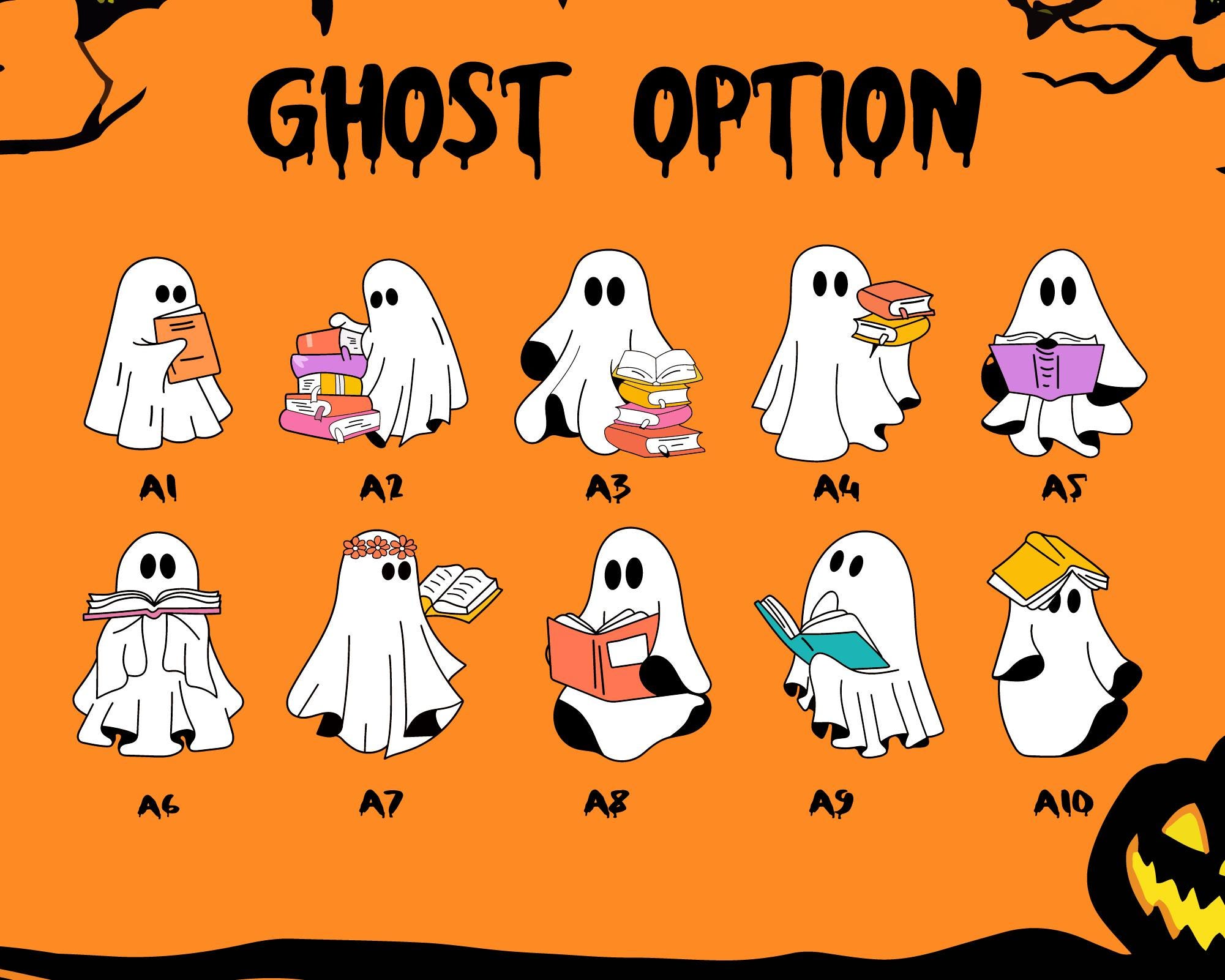 Personalized Ghost reading 20/40oz tumbler Name Tag| Cup Accessory, Halloween Tumbler|Tumbler Name Tag, Bookish Halloween, Reading Halloween