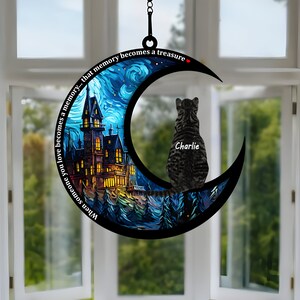 New! Pet Memorial Light catcher| Loss of Pet Sympathy Gift| Handmade Custom Name Cat Decor, Engraved Cat Lovers Gift for Mothers Birthday