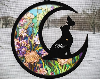 Loss of Pet Sympathy Gift Light Catcher | Cat Memorial Suncatcher| Loss of Pet Sympathy Gift| Handmade Gift for Cat Lovers