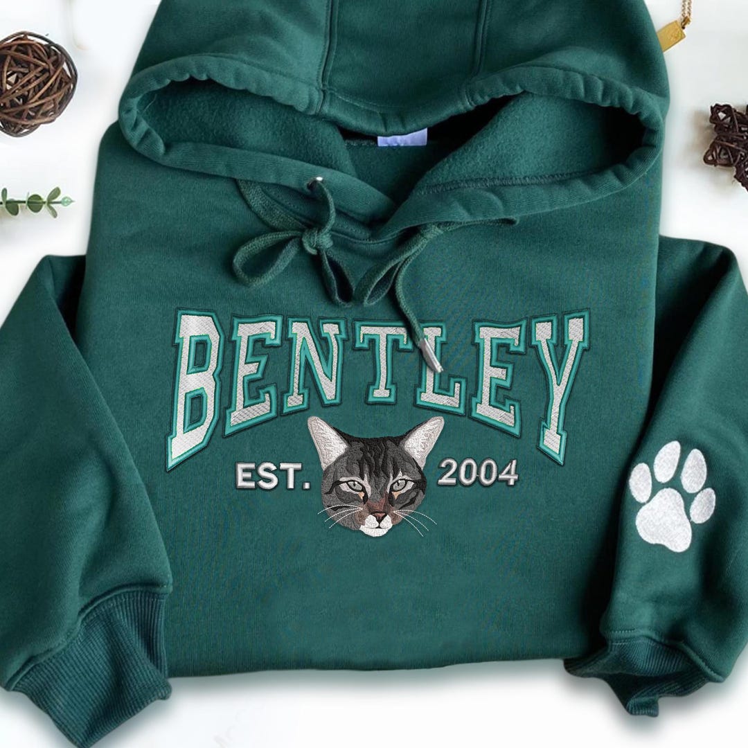 Custom Embroidered Pet Hoodie Using Pet Photo+ Name Custom| Varsity ...