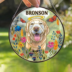 Custom Loss of dog sympathy gift, Pet Portrait Glass Suncatcher, Custom Dog Portrait from Photo, Sympathy Gifts, Stained Glass Dog Memorial