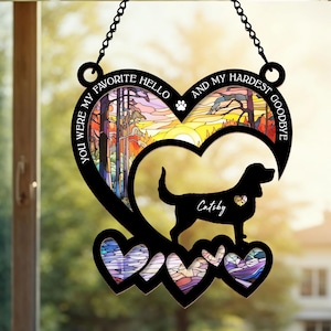 Custom Loss of Pet Sympathy Gift| Pet Memorial Suncatcher| Dog Loss Sympathy Gift| Pet Remembrance Gift| Dog Suncatcher With Name And Date