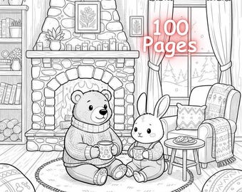 100 Cozy Winter Hygge Coloring Pages Relaxing Coloring Book Autumn Hygge Fall Coloring Pages Instant Download PDF