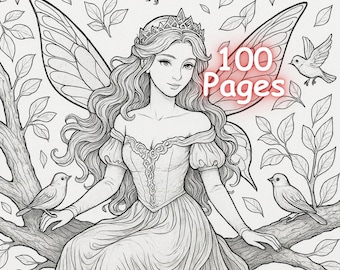 100 Printable Fairy Coloring Pages PDF Cute Magical Fairies Coloring Book Adult and Kids Printable Digital Download Instant PDF