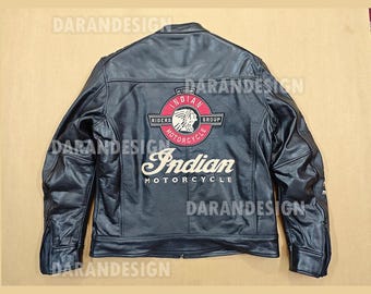 インディアンモーターサイクル ブラウン本革バイカージャケット - Etsy