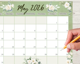 Printable Calendar May 2026 PDF | Monthly Planner | Minimalist Calendar | Printable May 2026 | US Letter | Instant Download