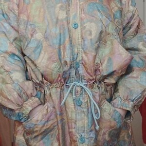 Vintage 90s Abstract Pattern Jacket – Pastel Retro Hooded Windbreaker – Oversized 90s Coat – Vintage Festival Jacket