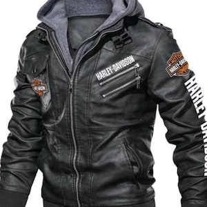 Echtleder Harley Davidson Bikerjacke mit gesticktem Logo