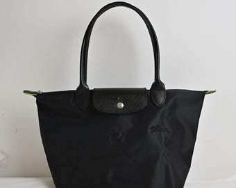 Longchamp zwarte grote alledaagse draagtas, lichtgewicht nylon schoudertas, casual dagelijkse handtas, opvouwbare reisschooltas, cadeau voor haar