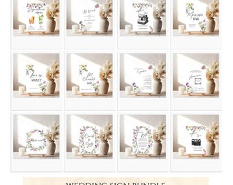 Wildflower Wedding Sign: Bundle Package, Editable Template (Digital Download)