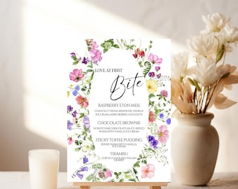 Wildflower Wedding Sign: Dessert Menu, Editable Template (Digital Download)