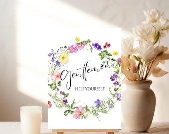 Wildflower Wedding Sign: Restroom Sign - Gentlemen, Editable Template (Digital Download)