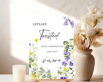 Wildflower Wedding Sign: Marshmallow Toasting, Editable Template (Digital Download)
