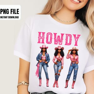 Howdy Melanin Black Women Western Rodeo Black Cowgirls Sublimation Design, Digital Graphics, PNG Illustrations, Instant Download