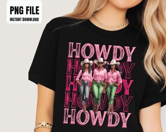 Ciao, design retrò western, cowgirl nera, afroamericana, donna, sublimazione, grafica digitale, illustrazioni PNG, download immediato