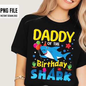 Daddy Birthday Kids Shark Dad Party Matching Family Sublimation Design, Digital Graphics, PNG Illustrations, Instant Download