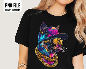 Coole Hip Hop Katze Urban Streetwear BBoy Graffiti Sublimationsdesign, digitale Grafik, PNG Illustrationen, Sofort Download