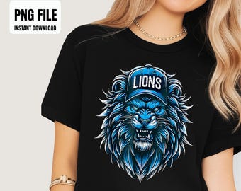 Coole Löwen mit blauen Augen Männer Frauen Kinder Sublimation Design, digitale Grafiken, PNG Illustrationen, Sofort Download