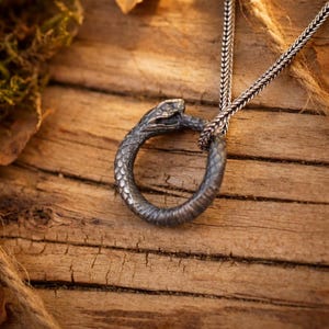Ouroboros Snake Pendant Necklace: Norse Pagan Amulet - Infinity Symbol