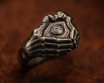 All Seeing Eye Ring: Handmade Silver Occult Jewelry