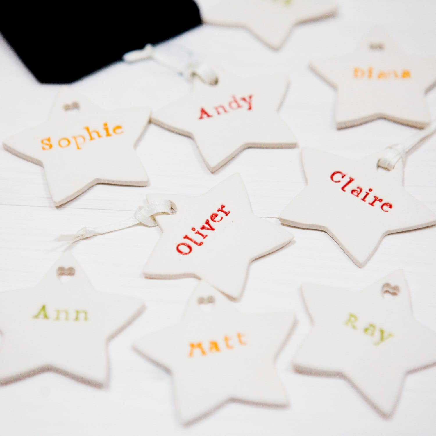 Personalized Christmas Decorations Set of 5 Ceramic Stars Etsy