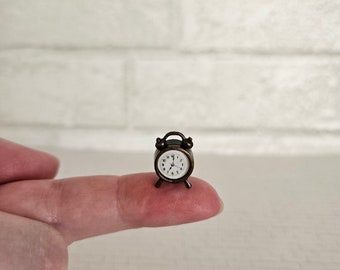 mini bronze clock for dollhouse Miniature metal dollhouse decor 1:12