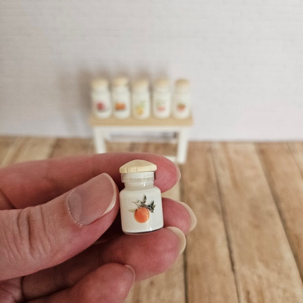 mini decoration for dollhouse Miniature kitchen canister jar with fruit dollhouse decor 1:12