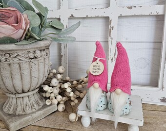 Spring mini Gnome. home decor. fabric plush gnome. Shelf sitter. Spring decor teired tray Scandinavian tomte