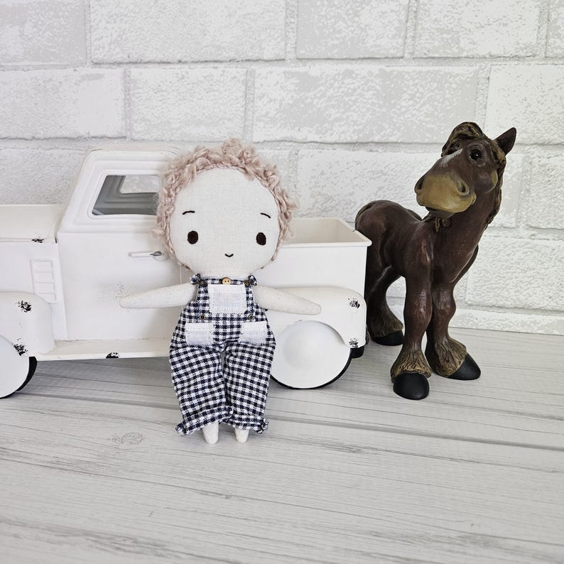 Boy Ragdoll Boy Ragdoll in Overalls. Plush Doll. Handmade Doll. Pocket Doll ...