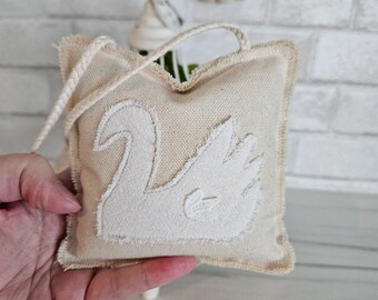 Swan Shabby mini pillow door knob hanger tiered tray decor grain sac cottage chic stuffed fabric plushies bowl fillers