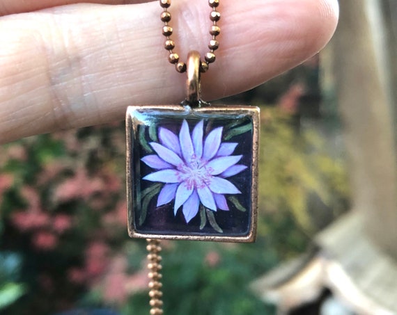Bitter Root Nature Jewelry-handmade boho flower pendant~nature jewelry gift for her-copper flower necklace-bitterroot jewelry gift