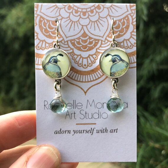Silver Quail EarringsNature Jewelry Giftquail earrings for herEarthy Silver JewelryOrinthology Gift