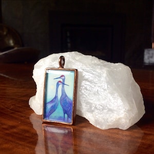Sandhill Crane copper jewelry|nature jewelry|orinthology gift for her|bird necklace|christmas jewelry gift for wife
