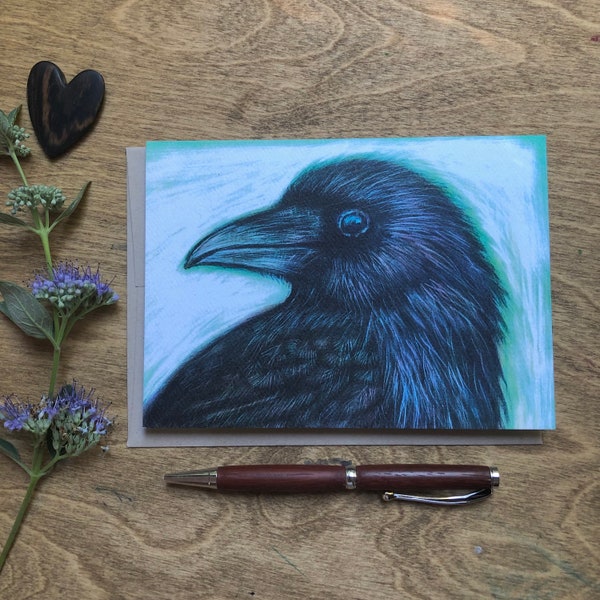 Raven Greeting card, Blank Nature Card assortment, fifteen selections, quantity discount, Art card pack, forest core art, bird watcher