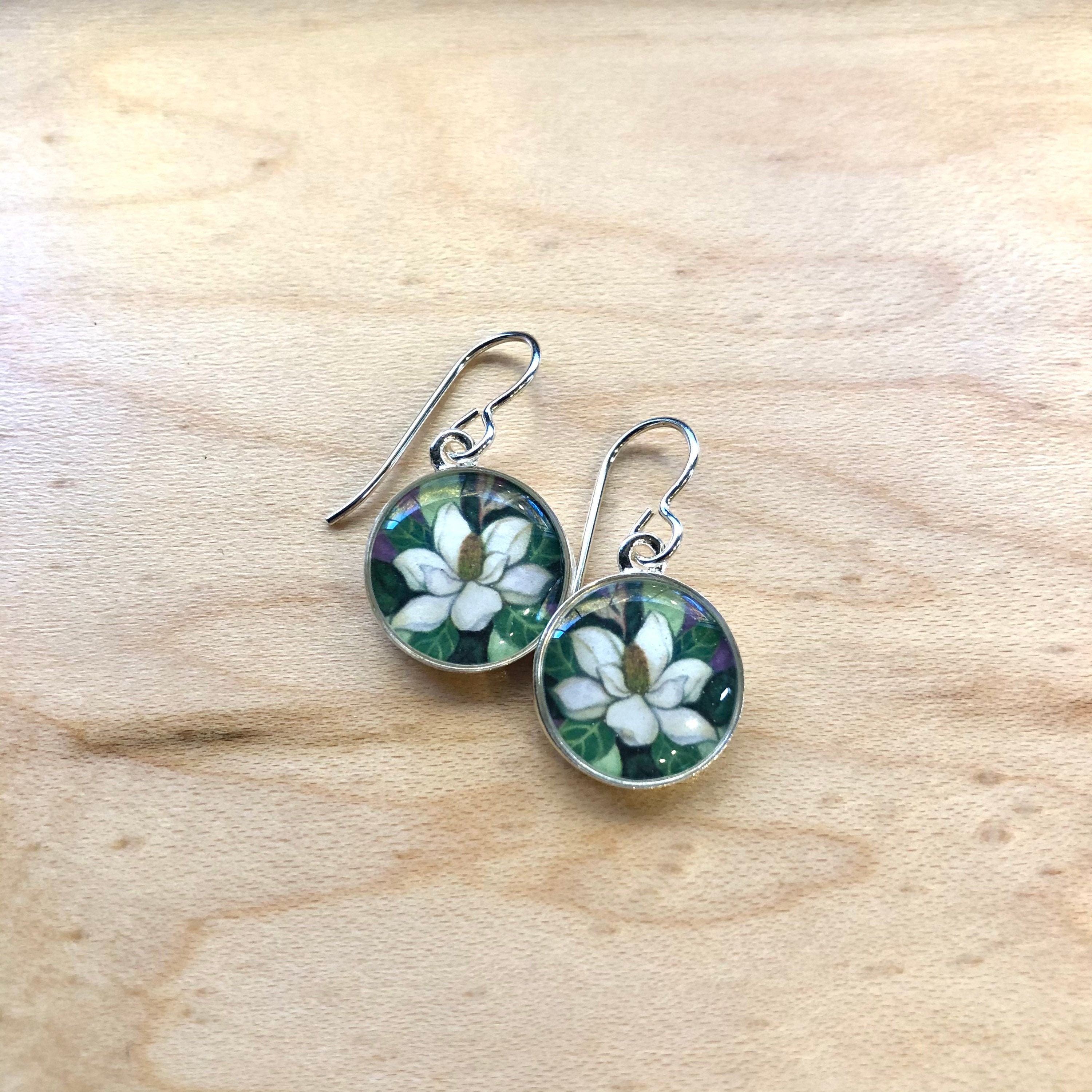 Magnolia flower earrings Outlet